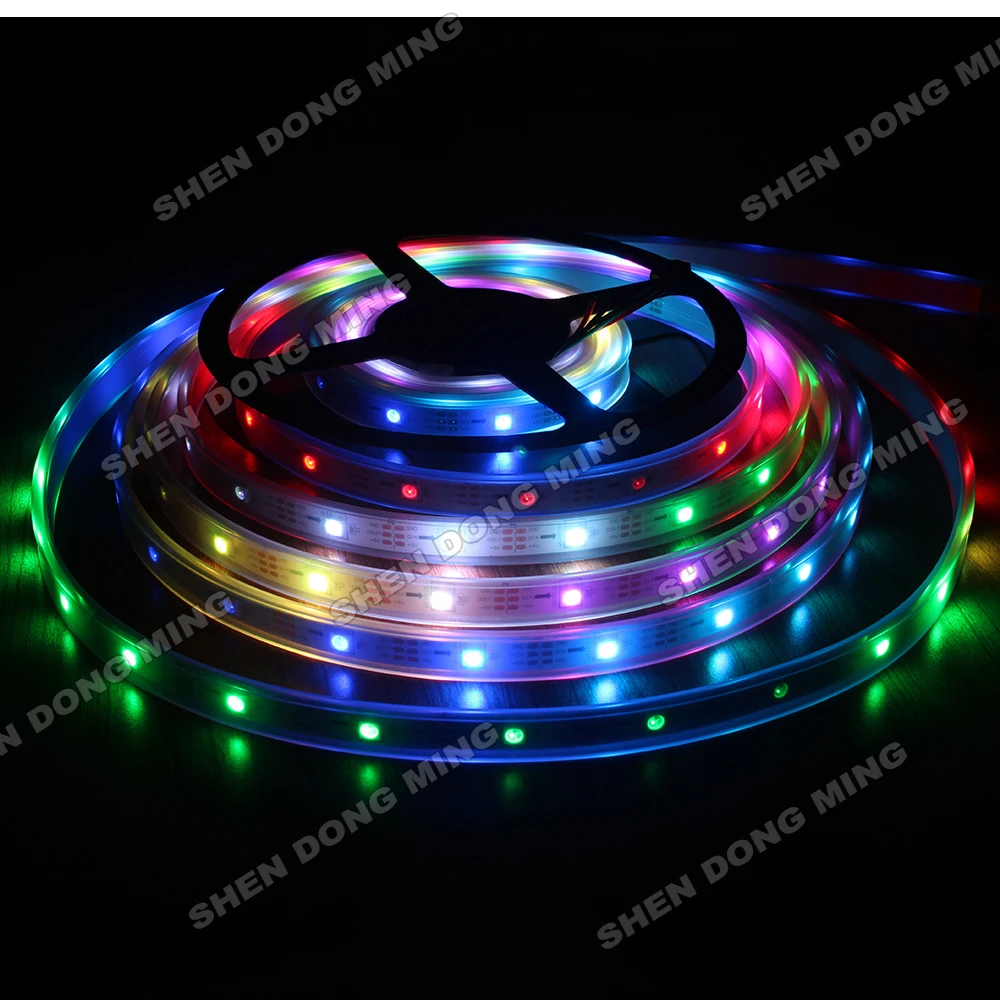 

5M 30Leds/M 30IC/M Waterproof IP67 RGB WS2812B LED pixel Strip DC 5V Digital led light lamps outdoor Decoration