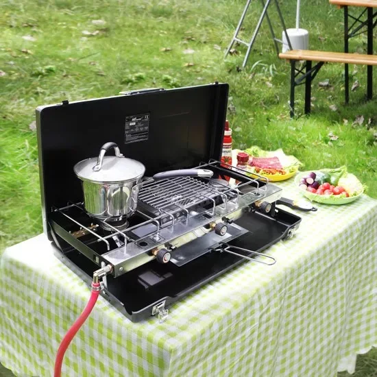 Outdoor Portable Gas Stove, Double Burners Grill, Free Shipping