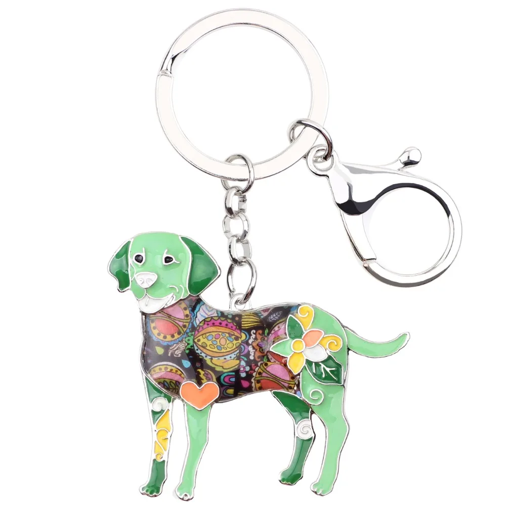 WEVENI Metal Labrador Dog Key Chain Key Ring Bag Charm Man Car Key Holder New Enamel Keychain Jewelry Accessories For Women