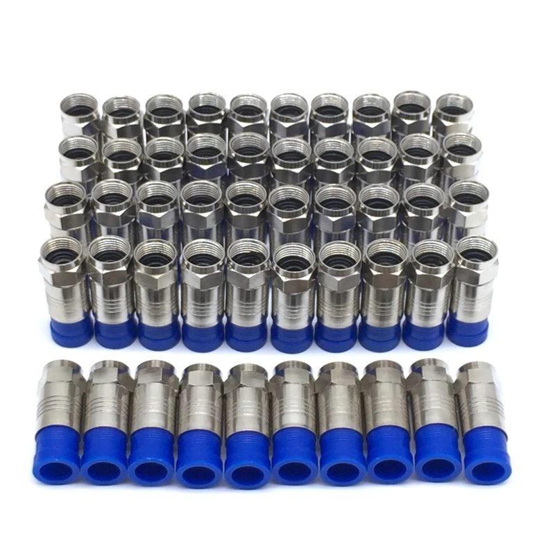 JX connector 50pcs F male connector for RG6 75-5 coaxial compression fitting Compression Coax O-Ring connector Fast shipping