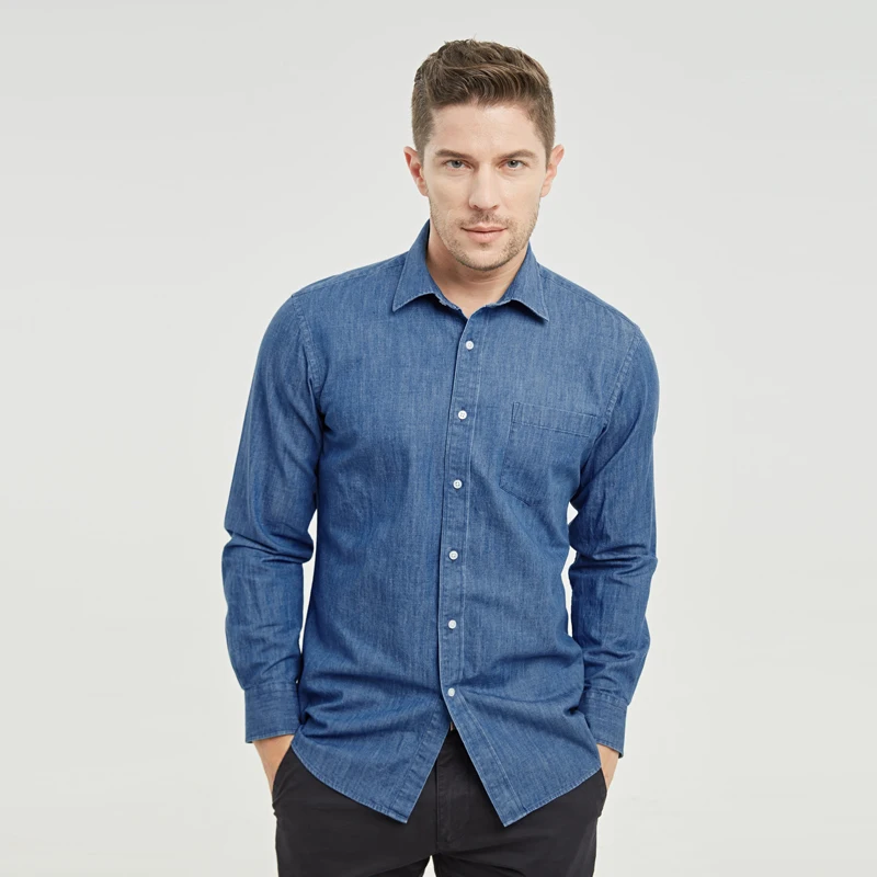 Smart five Brand High Quality Male Shirts Slim Smart Casual Business Cotton Long Sleeve Denim Shirt Men Plus Size 5XL 6XL