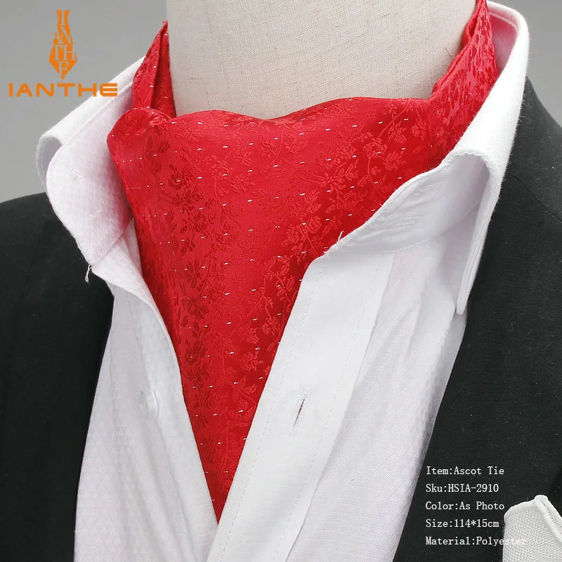 2018 Brand New Polyester Jacquard Men\'s Vintage Floral Jacquard Mens Cravats Novelty Wedding Slim Ascot Tie For Men Neckties Tie