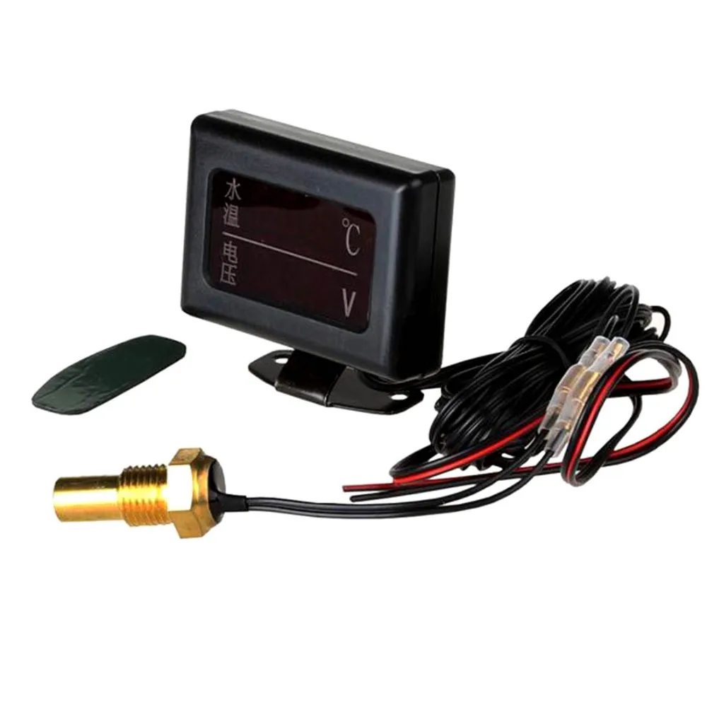 Voltmetro digitale universale per auto 12V/24V voltmetro 2 in 1 Gauge + testa del sensore di temperatura dell\'acqua 10MM 14MM 16MM 17MM 21MM