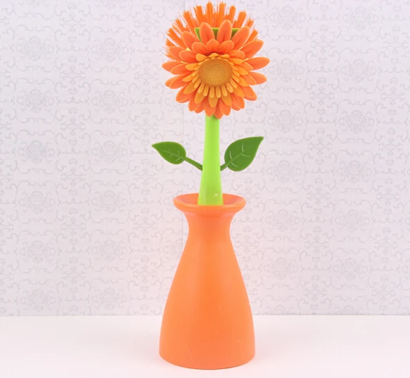 1PC newest sun flower wash  creative cleaning pan brush powerful decontamination wash pot brush Cleaning Cloth O0174