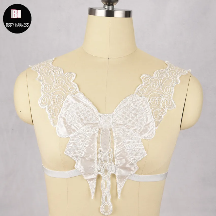 

White Lace Butterfly Body Harness Top Women Sexy Body Bondage Cage Bra Fetish Wear Costumes bondage lingerie Body Harness