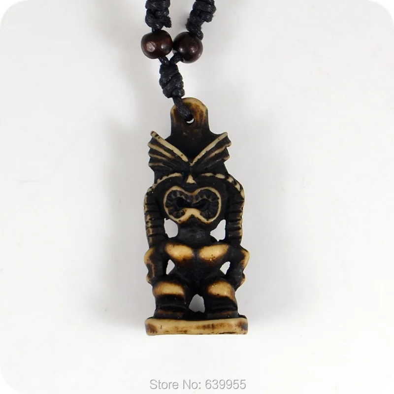 Tiki Resin Carving Pendant Necklace Maori Amulet Lucky Gift Tribal Totem Fashion Jewelry