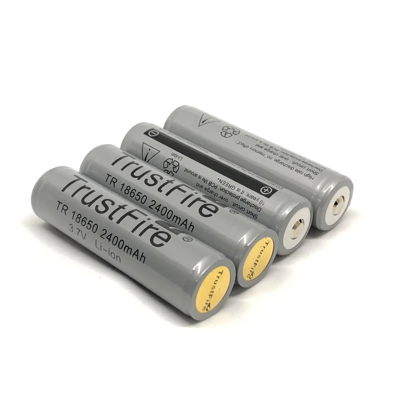 10pcs/lot TrustFire Protected 18650 3.7V 2400mAh Cameras Torches Flashlights Battery Rechargeable Li-ion Batteries Cell with PCB