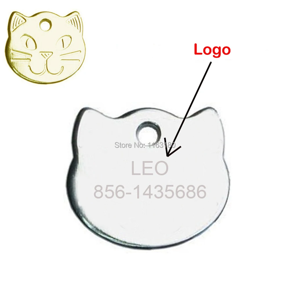 100pcs/lot Alloy personalized cat ID tags pet Necklace ID Name Tags dog cat collar accessories cat collar id tag engraving