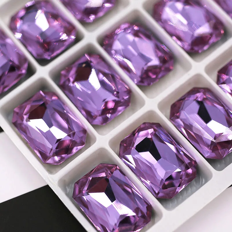 New Violet Rectangular octagonal shape pointback crystal strass K9 glass rhinestones for clothing shoes bags Accessories image 3