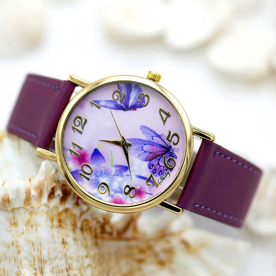 Shsby Brand flowers Leather Strap Watches Women Dress Watch Fashion girl Casual Quartz Watch Ladies WristWatch relogio feminino