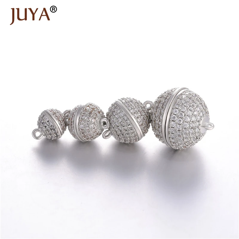 Jewellery Making Supplies 5 pieces Wholesale Luxury AAA Zircon Rhinestone Ball Magnetic Clasps Hooks For Necklace Bracelet