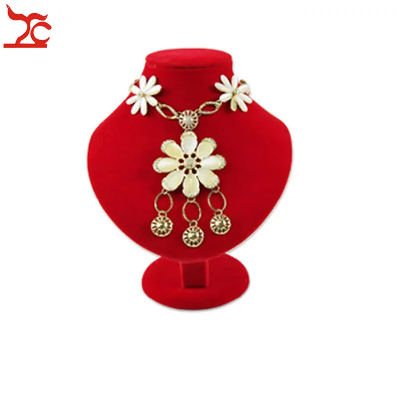 Luxury Red Velvet Jewelry Display Showcase Necklace Bangle  Ring Organizer Stainless Steel Earring Pendant Window Display Stand