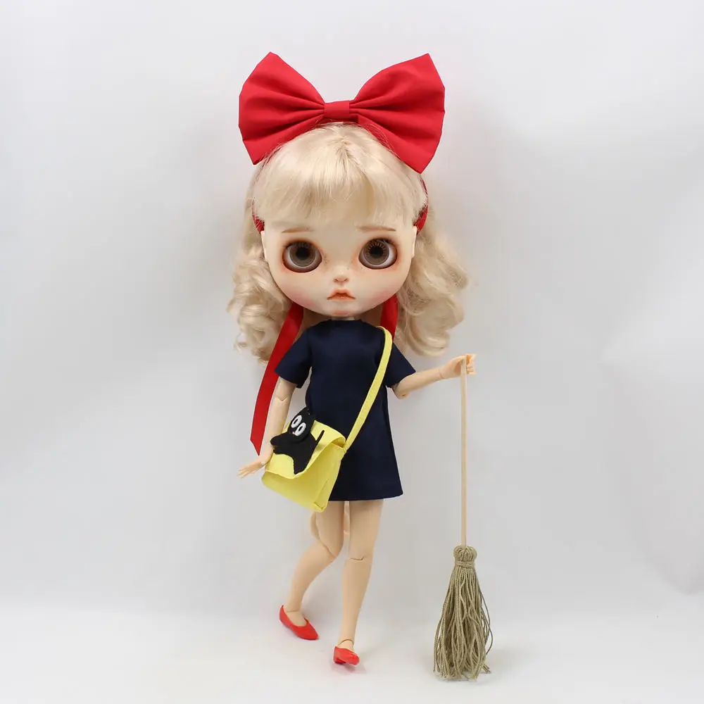 DBS blyth doll icy red bow shoes yellow bag dress clothes gift toy it suitble for 30CM bjd