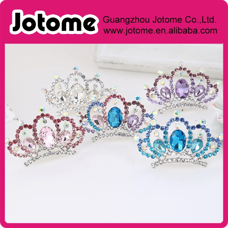 

Wedding Bridal Rhinestone Silver Tone Mini Tiara Crown Hair Comb Accessory