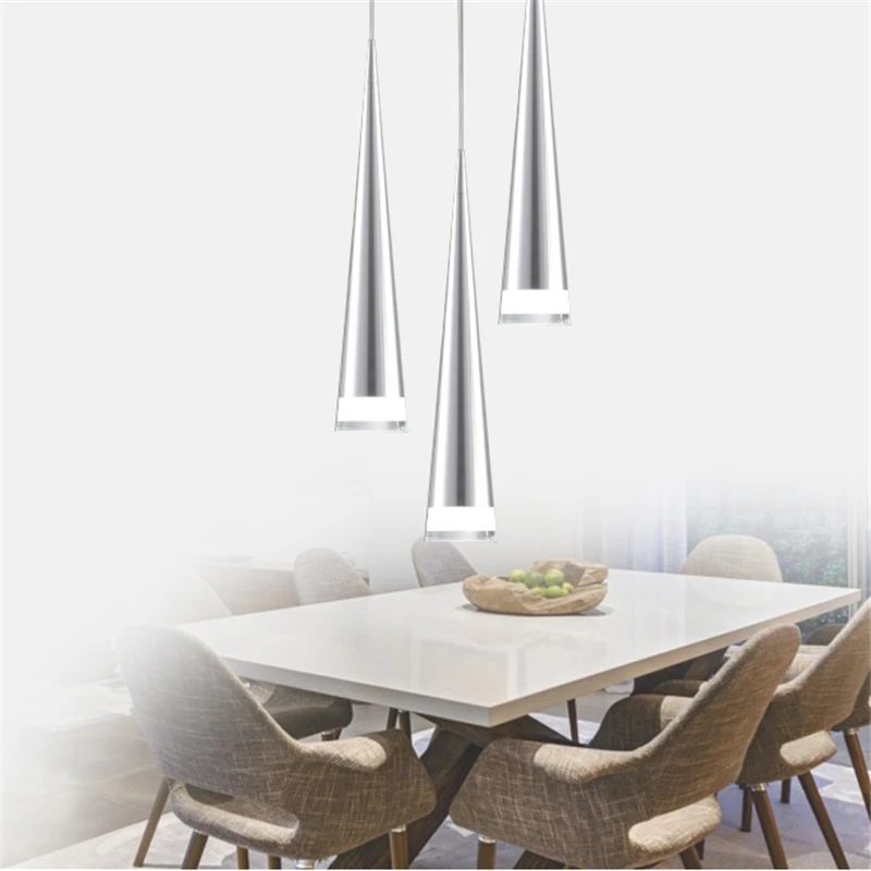 15W Modern Aluminum Pendant Light, 3 Light, Transparent Acrylic Metal Plating,Dining Room Light 110V-240V.