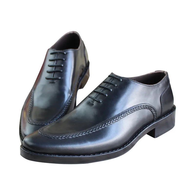 MALONEDA Design Special Style Handmade Goodyear Oxfords Genuine Leather Shoes Black For Wedding Party Business