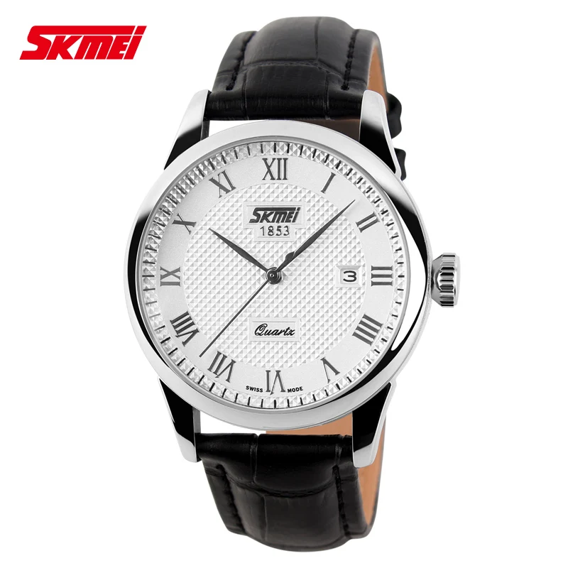 SKMEI Business Mens Watches Top Brand Luxury Leather Strap Watch Men 3Bar Waterproof Quartz Wristwatches relogio masculino