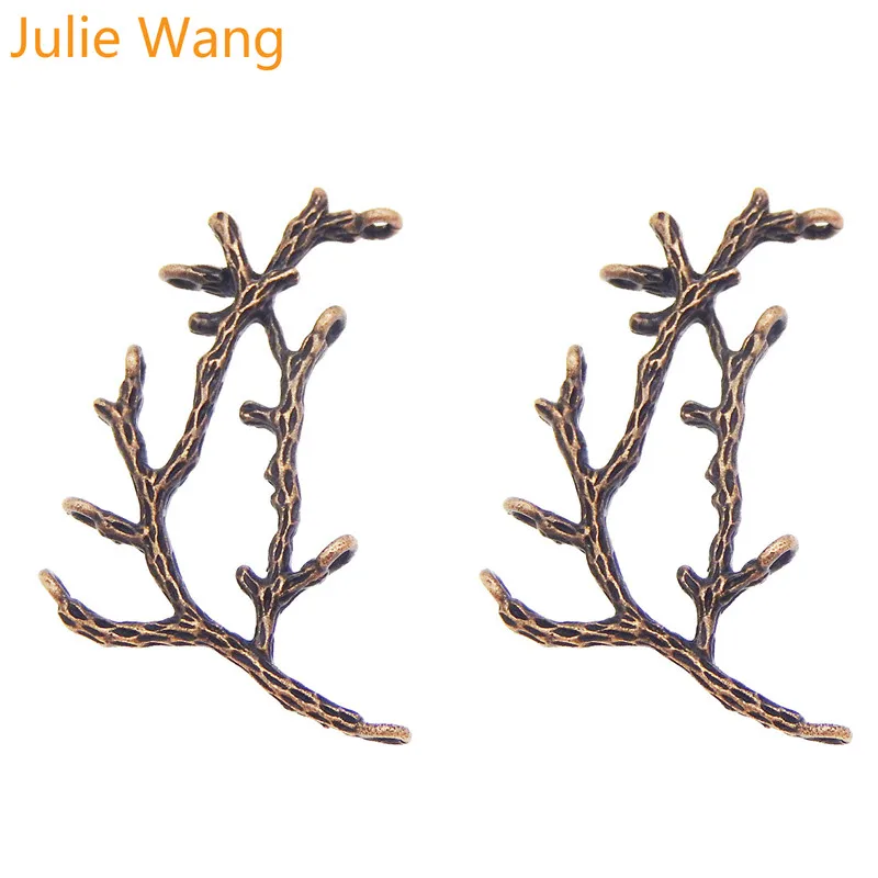 Julie Wang 5pcs Red Copper Mini Charms  Branches Shape  Pendant Handmade Hanging Crafts Accessory Suspension AU35351