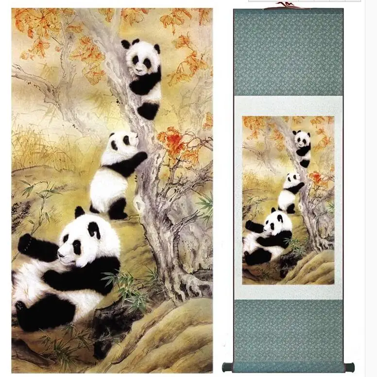 Pandas family   traditional Chinese Art Painting Home Office Decoration Chinese paintingPrinted painting