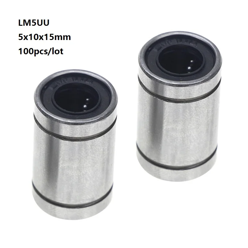 100pcs/lot LM5UU LM5 5mm 5x10x15mm linear motion bushing bearings for 3D printer parts  cnc router