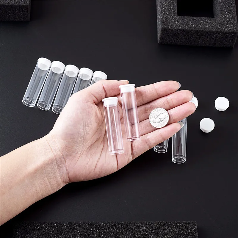 200pcs Clear Tube Plastic Bead Containers with Lid for Small Part Jewelry Findings Nail Art Sequins Storage Organizer Bottle Jar