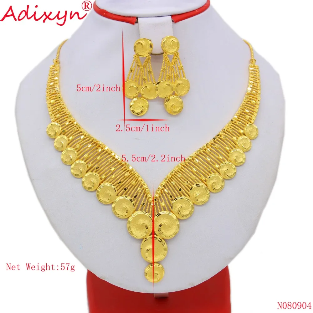 Adixyn Broad Necklace&Earrings Jewelry Set for Women Gold Color /Copper Jewelry African/Ethiopian Bridal Wedding Gifts N08094