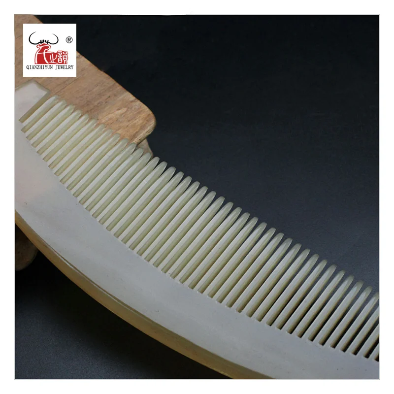 1 Piece handmade natural yak horn comb anti-static comb Mustache Combs Health Care Hair Brush Hairdressing Comb Horn Beads