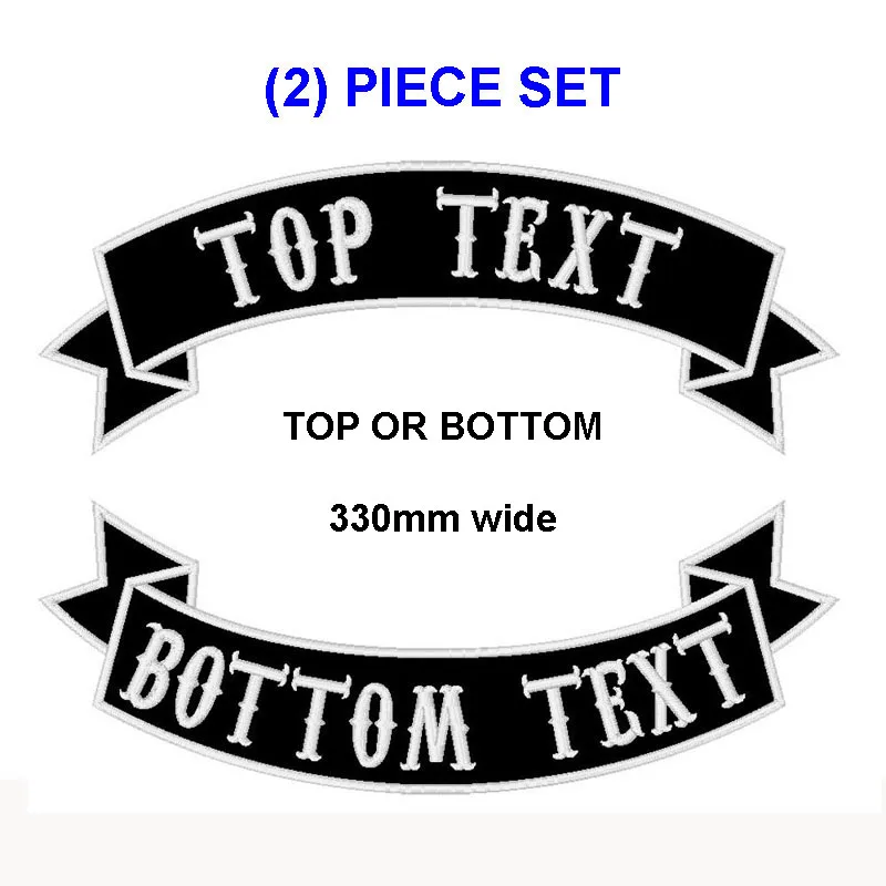 330MM wide 2 PCS CUSTOM EMBROIDERED MC ROCKER PATCH 350MM WIDE TOP OR BOTTOM MOTORCYCLE BIKER VEST CUT