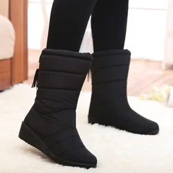 Moda kobiety buty Tassel zimowe buty kobiet dół śnieg buty buty kobieta do połowy łydki Botas Mujer ciepłe zimowe buty Plus rozmiar 44