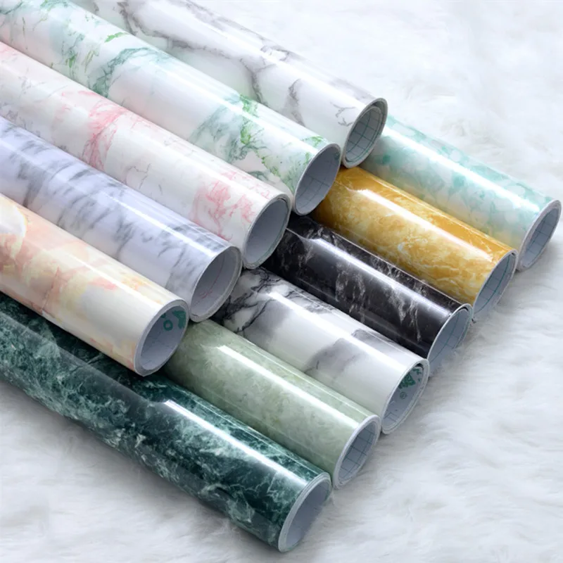 PVC Waterproof Marble Self-Adhesive Wall Stickers Old Furniture Decorative Film Bedroom Windowsill Tabletop Renovation Wallpaper