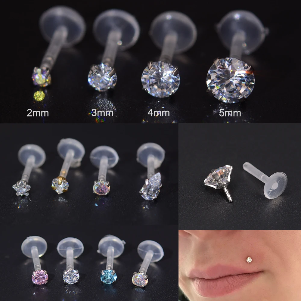 1Pc Round Star Heart Ellips Labret Ring Piercing Ear Tragus Sexy Body Jewelry 1.2*8mm Bioplast Ear Tragus Cartilage Piercings