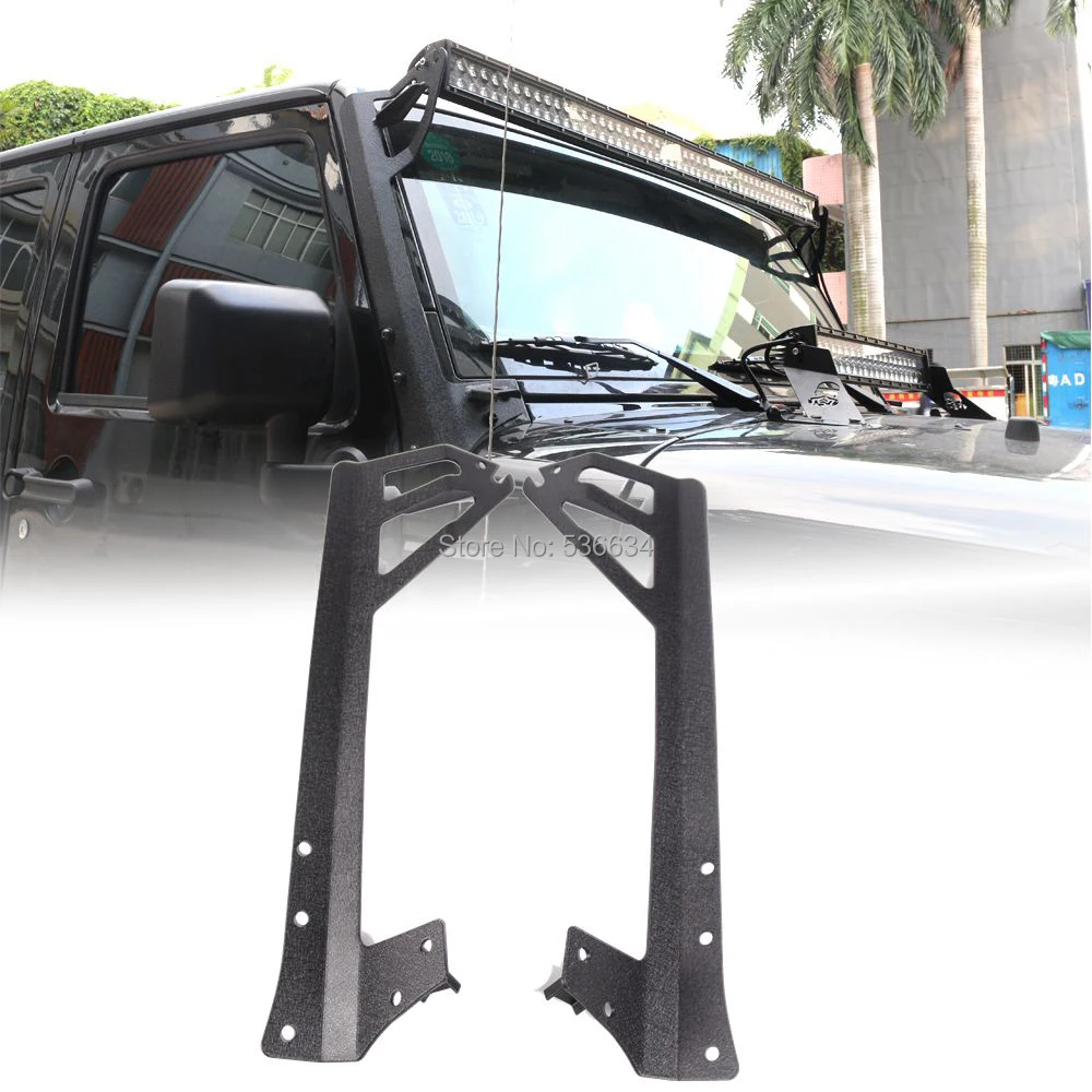 50/52inch LED Light Bar Mount Bracket A-Pillar Offroad Light Hood Mount Bracket for Jeep Wrangler JK & Unlimited JK 2007-2017