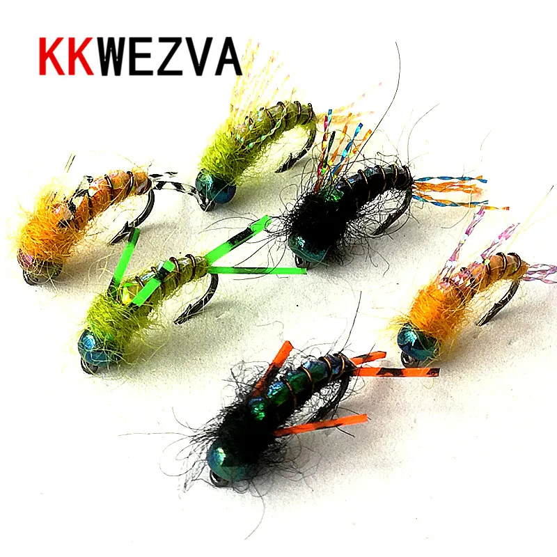 KKWEZVA 30PCS fishing fly lure Black hooks Bright Skin Material Nymph Spinner Dry Fly Insect Bait Trout Fly Fishing Flies