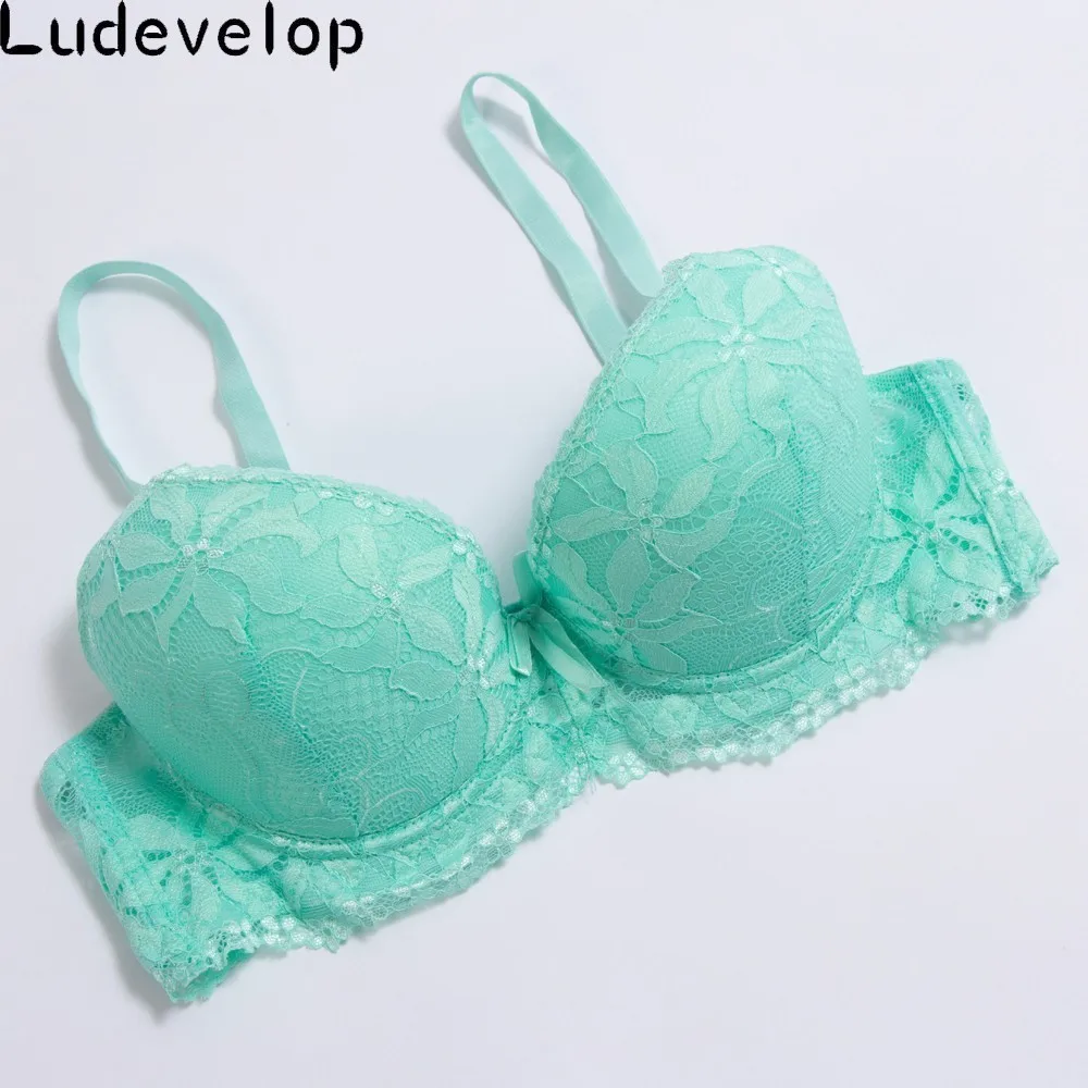 Hot Lace Embroidery Bra Women Plus Size Push Up Underwear Bras 34 36 38 BC Cup For Female The thin under thick Brassiere