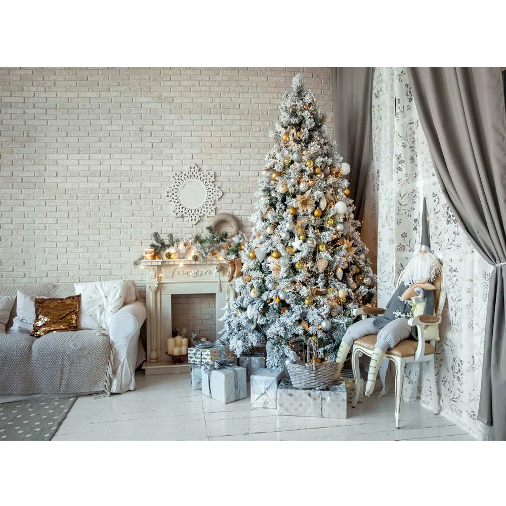 

Indoor Brick Wall Baby Kids Christmas Background Home Party Decoration Printed Toy Xmas Tree Gift Boxes Children Photo Backdrops