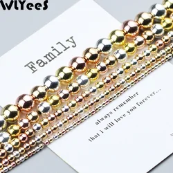 WLYeeS Natural Stone beads Silver Color Hematite beads plating Round Loose beads for Jewelry Bracelet Making DIY Accessories