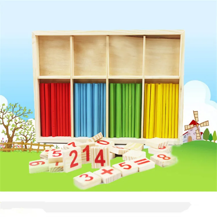 Colorful Wooden Sticks Number Math Toys Kids Game Educational Puzzle Toy for Preschool Baby Montessori Learning Teaching Set