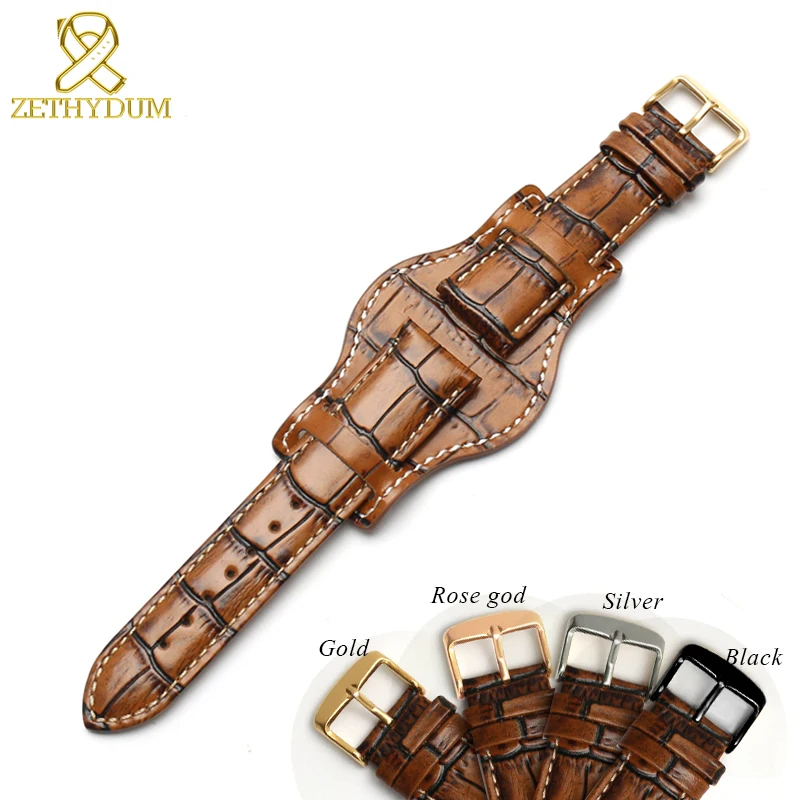 Genuine leather bracelet 18mm 20mm 22mm Restoring watch strap mens watchband With mat wristwatches band Bamboo grain wristband