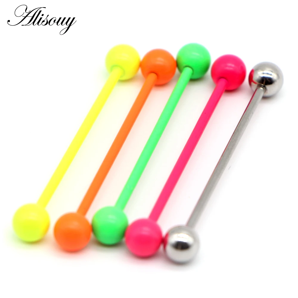 Alisouy 1PC Candy color 14G 38mm long stud earrings industrial ear nails piercing orelha cartilagem Ear bone nail ear plug