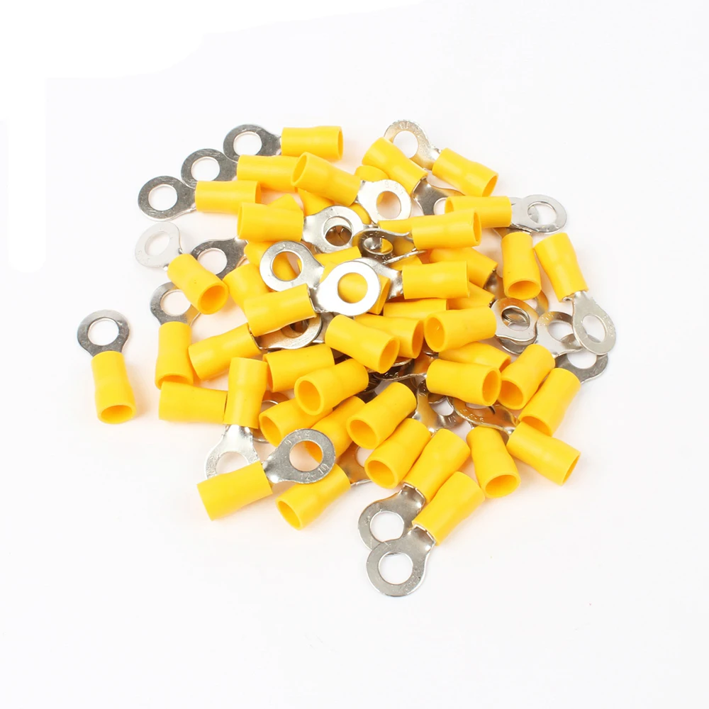 30Pcs Rv5.5-6 Yellow Ring Insulated Terminal Cable Crimp Terminal Suit 4-6Mm2 Cable Wire Connector 100Pcs/pack Rv5-6 Rv