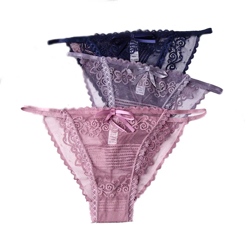 Women Sexy Hollow Transparent Lace Panties Low Waist High Elasticity Soft Lady Underwear Ruffle Delicate Flower Calcinha Breifs