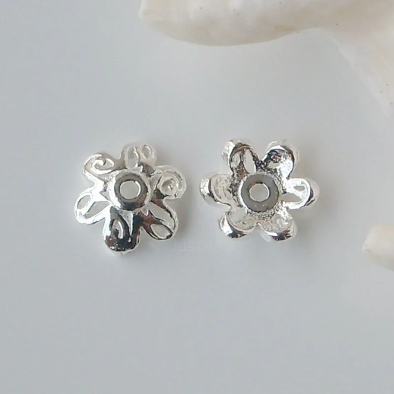 solid 925 sterling sliver bead caps,fancy flower beadcaps for loose beads