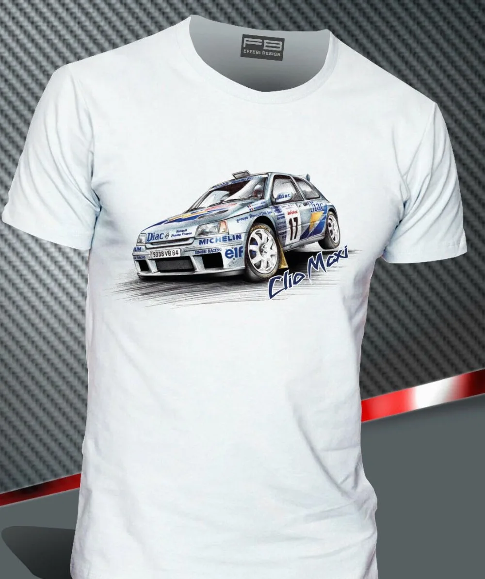 T-Shirt renoult Clio Maxi Ragnotti Team Diac Rally Legend Montecarlo 2019 New Hot Sale Mens Short Sleeve Print T Shirt Design