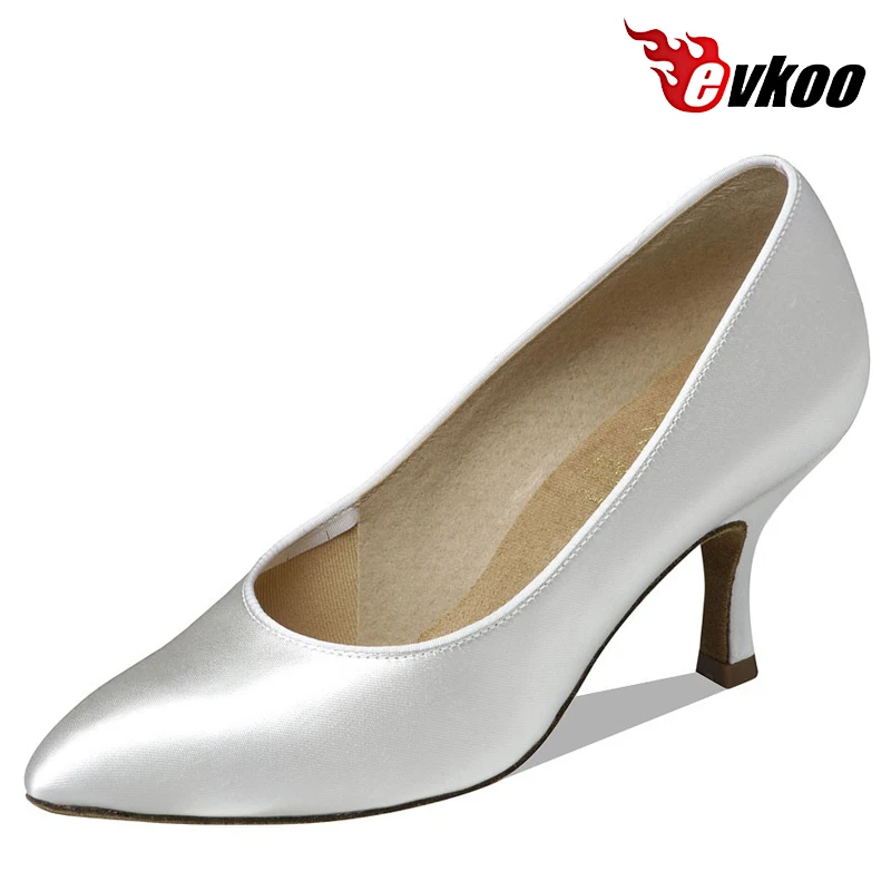 

Customsize 7.3cm Heel Height Satin White Color Size US 4-12 Professional For Woman's Modern Latin Salsa Dance Shoes Evkoo-083