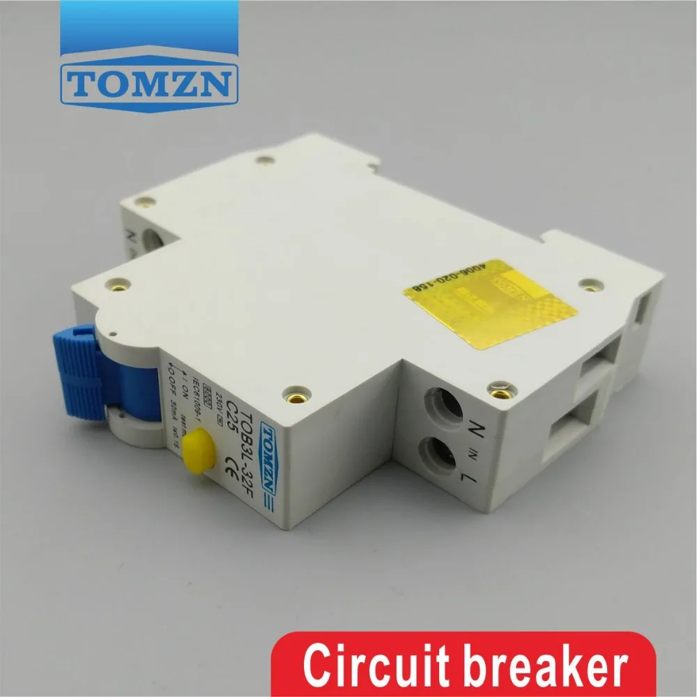 TOB3L-32F 18MM RCBO 25A 1P+N 6KA Residual current Circuit breaker with over current and Leakage protection