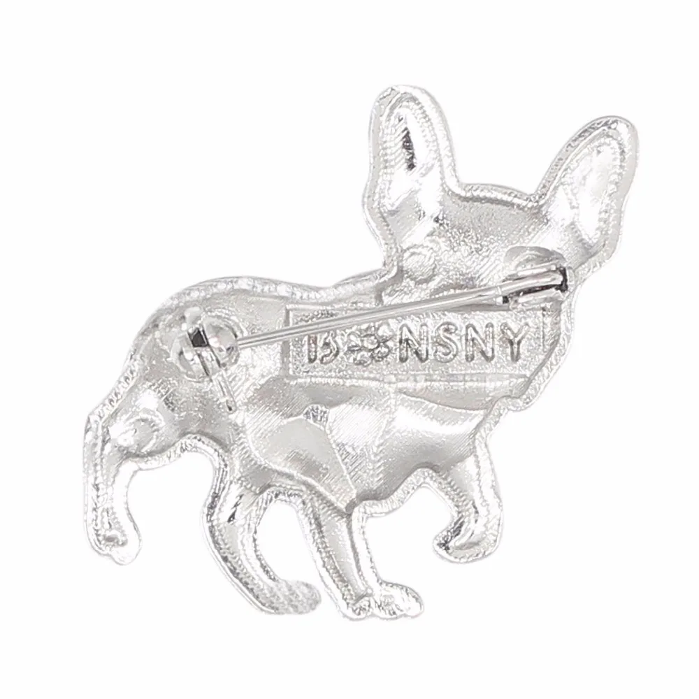 Bonsny Alloy Enamel Rhinestone French Bulldog Pug Dog Brooches Clothes Scarf Decoration Jewelry Pin For Women Girls Gift Bijoux