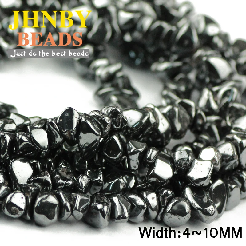 JHNBY AAA Black Hematite Irregular Gravel beads Natural Stone beads 40cm 15\'\' strand Jewelry accessories bracelet making DIY