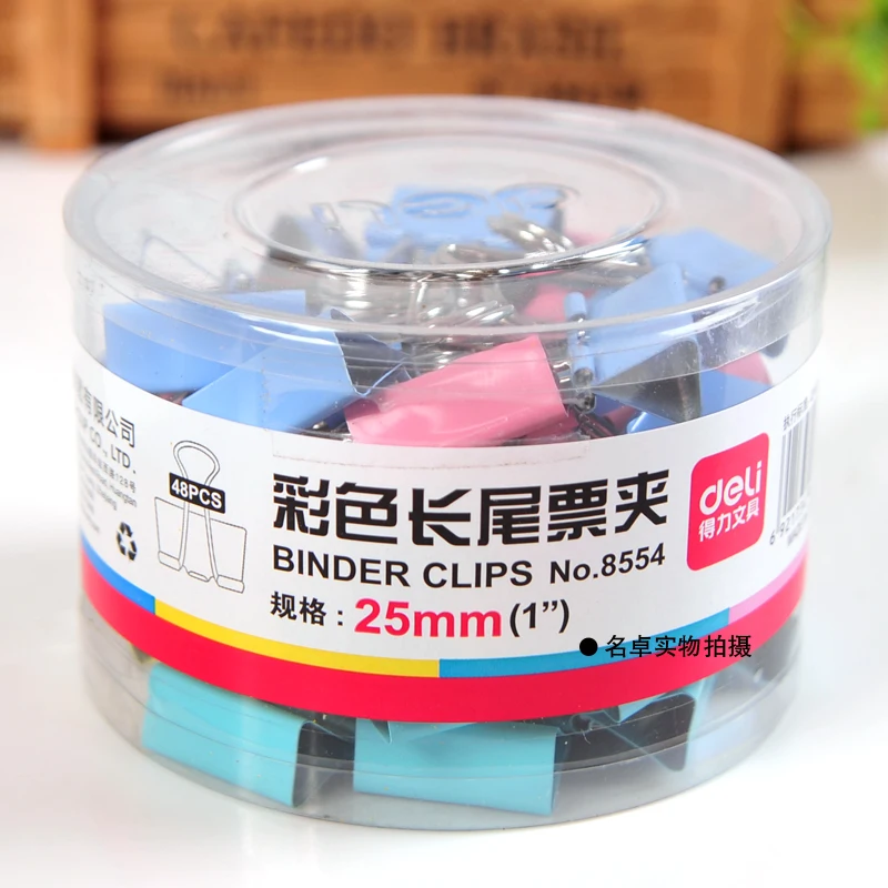 25mm Multicolor Metal Binder Clips, Ticket/Paper Clip, School and Office Supplies, Stationery, Free Shipping, 48Pcs/se