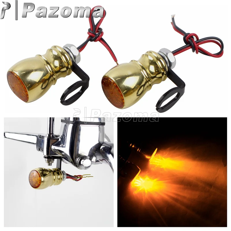 

Motorcycle Handlebar End LED Turn Signal Light w/ Mount Bracket Amber Indicator Blinker Side Marker Lamp For Harley Custom