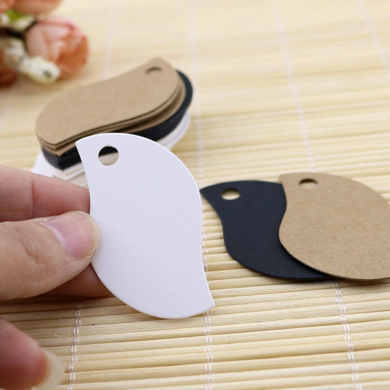 Free Shipping 100pcs Jewelry Hand Tags Leaf Design Thick Kraft Paper Card Jewelry Price Tag 2.9x5cm Custom Logo Extra